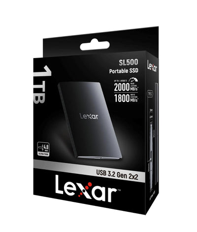 Lexar Pro SL500, tragbare SSD Festplatte, USB-C Anschluss 3.2 Gen 2x2, Schnellste Datenübertragung 2000/1800 MB/s 1TB terrabyte
