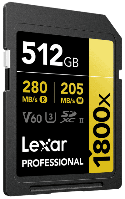 SD Speicherkarte SDXC UHS-II 1800x V60 512 GB, Gigabyte, Empfohlenen Speicherkarte für Nikon Z30, Z50, Z Fc, Z5, Z6, Z7, D7500, D5600, D3500, D810, D800 