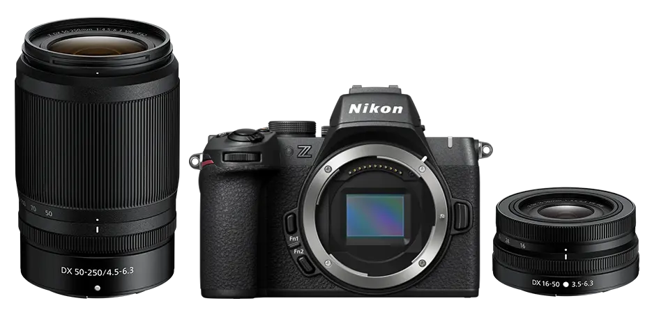 Nikon Z50II Kit; Z DX 16-50mm, Z DX 50-250mm, Kompakte Spiegellose Kamera, Kamera für Hobbyfotografie